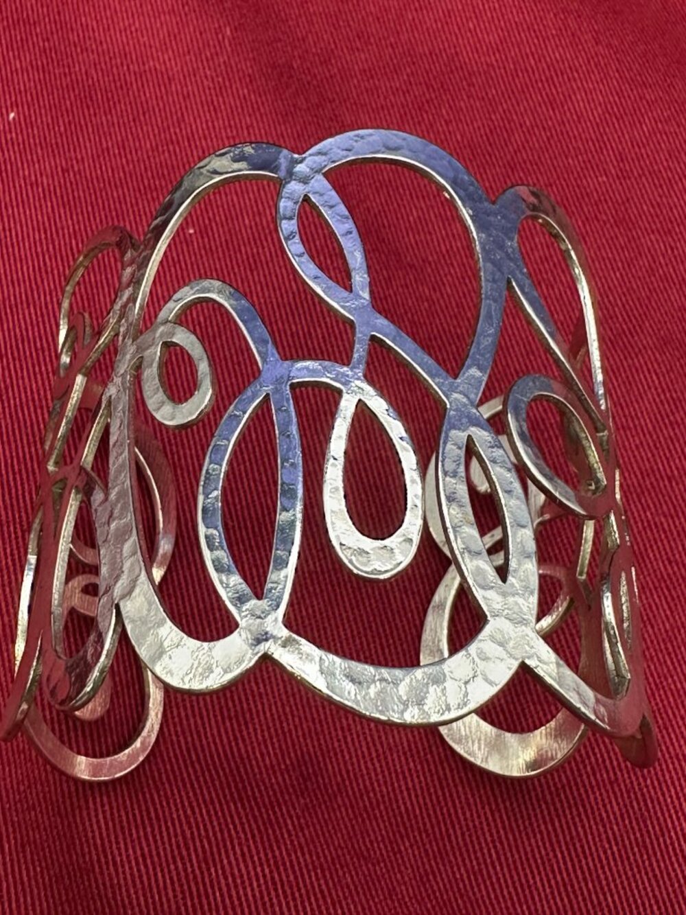 Brighton “Skribbel” Wide Hammered Silver Cuff Bracelet Swirl Design - Picture 7 of 14